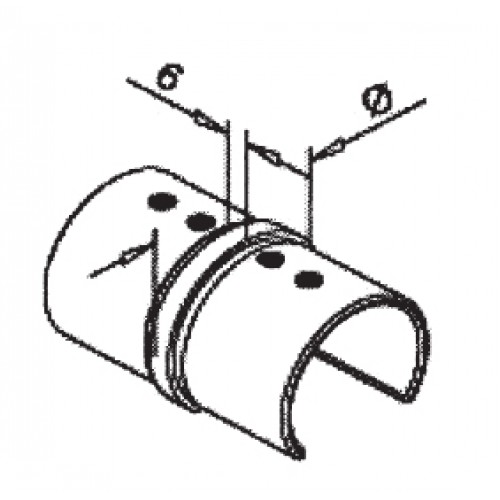 Slotted Tube Connector for 48.3 x 1.5mm Handrail Grade 304